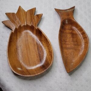 2 Monkey Pod Wood Carvings Philipines